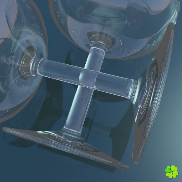 Classic glass engraved of champagne low poly Low-poly 3D model_10