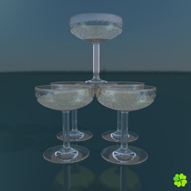 Classic glass engraved of champagne low poly Low-poly 3D model_12