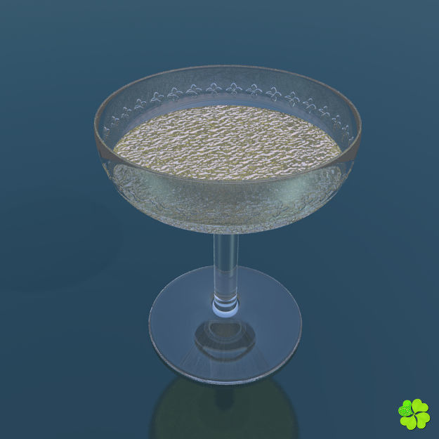 Classic glass engraved of champagne low poly Low-poly 3D model_4