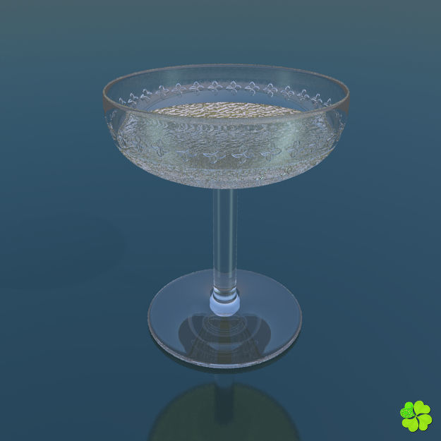 Classic glass engraved of champagne low poly Low-poly 3D model_2