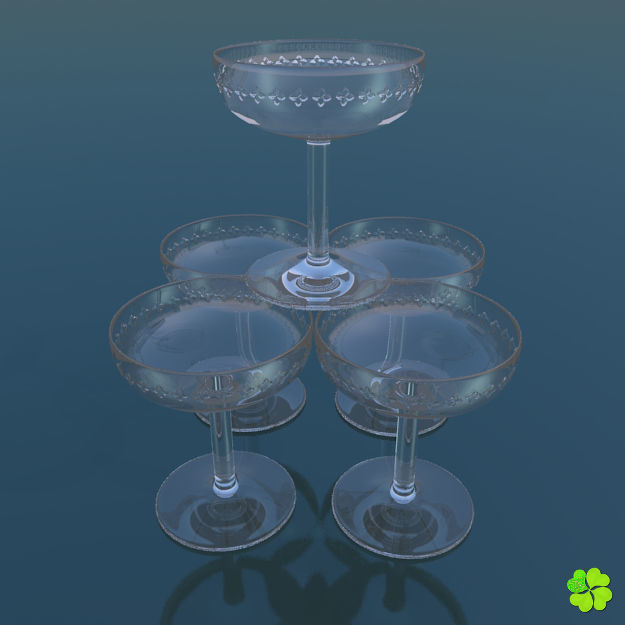 Classic glass engraved of champagne low poly Low-poly 3D model_15