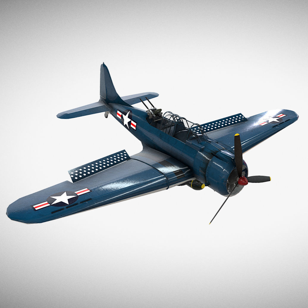 Douglas SBD Dauntless - WW2 Plane Low-poly 3D model_7