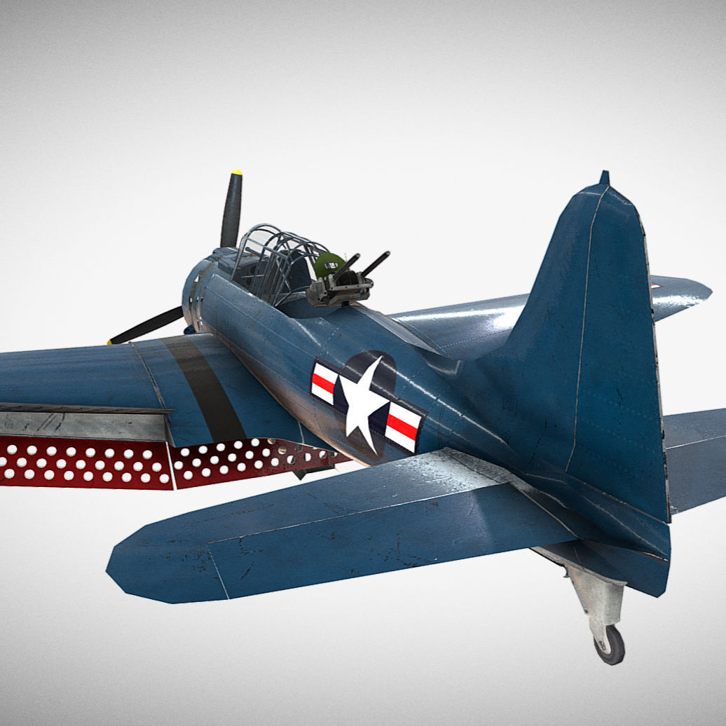 Douglas SBD Dauntless - WW2 Plane Low-poly 3D model_6