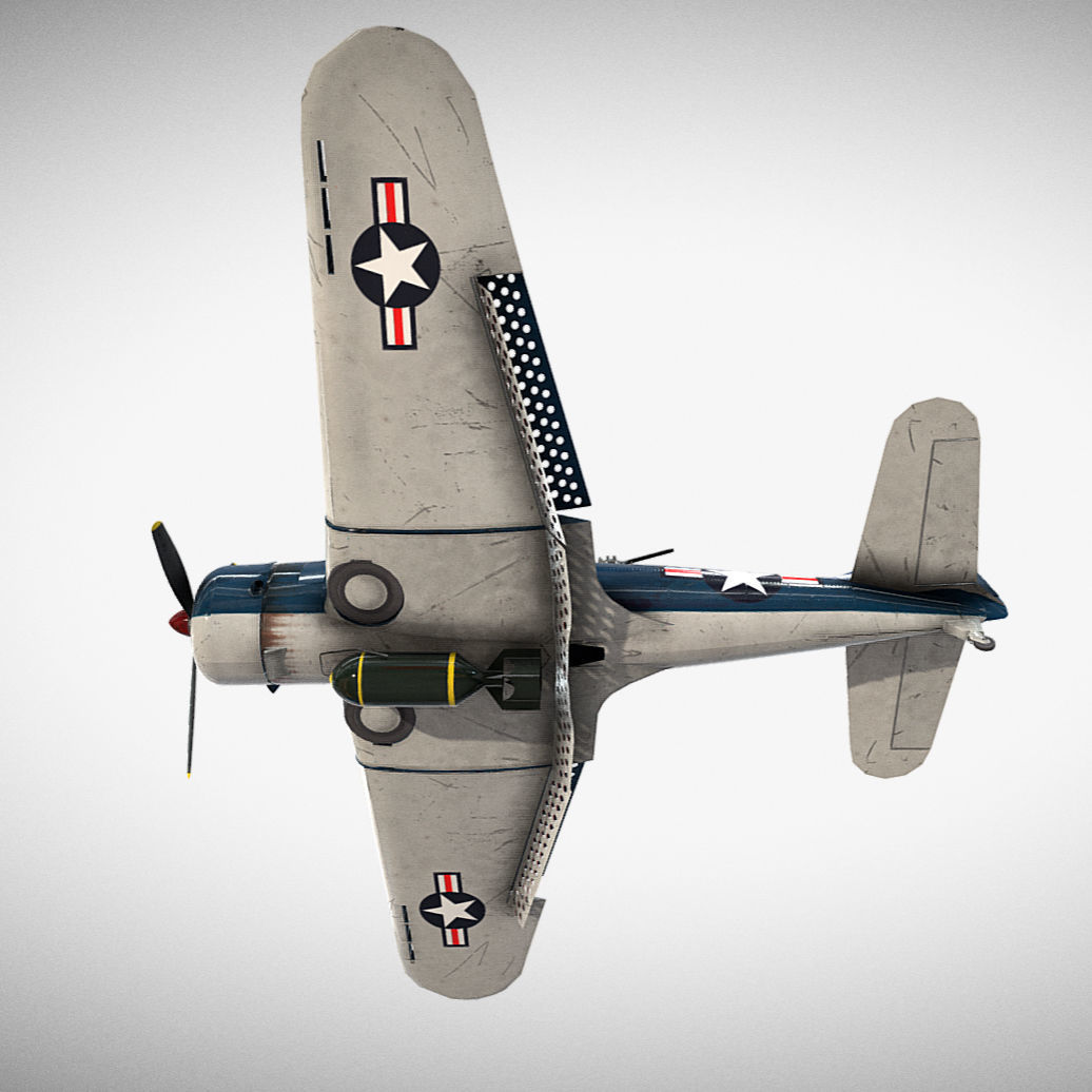 Douglas SBD Dauntless - WW2 Plane Low-poly 3D model_9