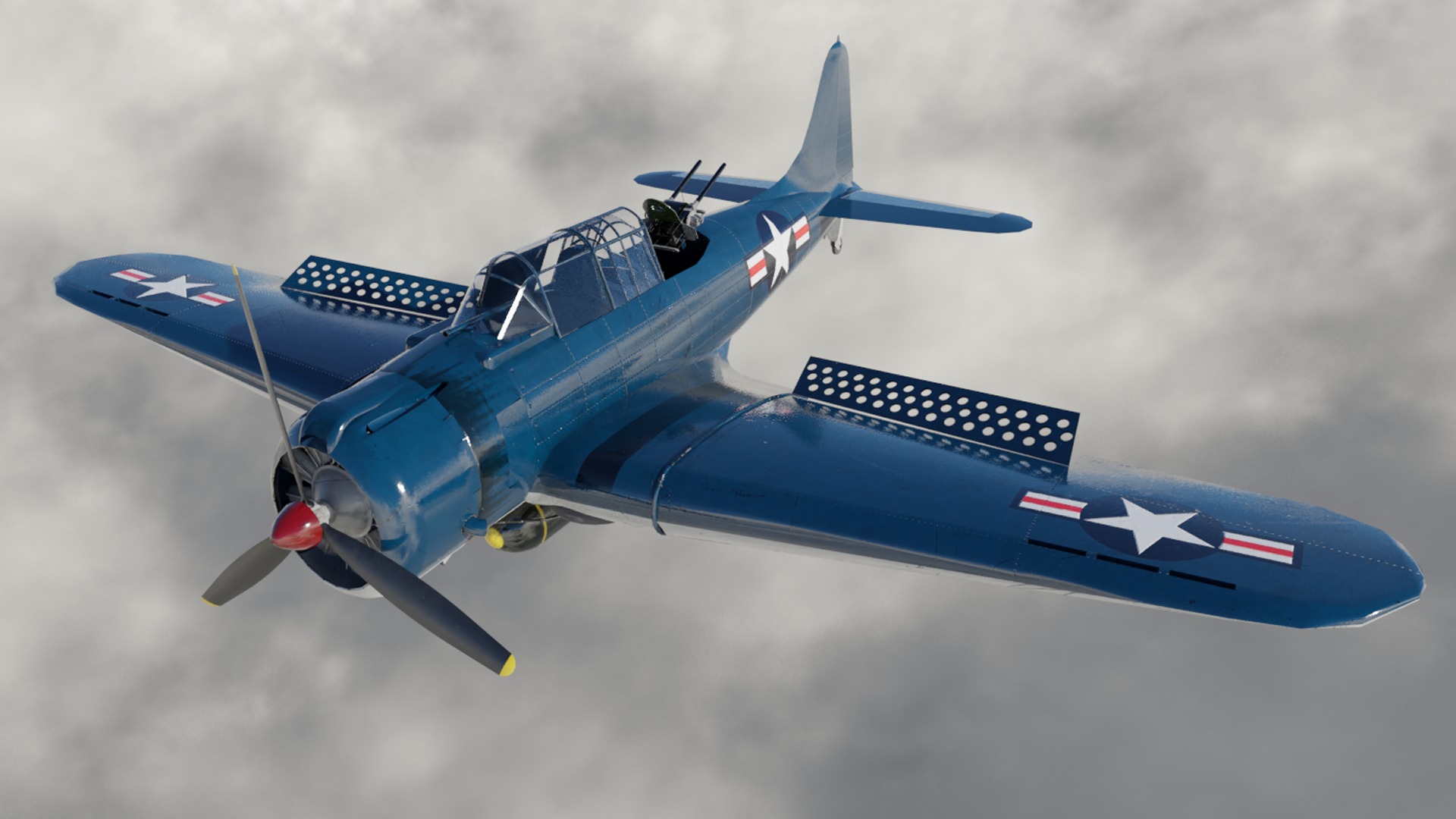 Douglas SBD Dauntless - WW2 Plane Low-poly 3D model_1