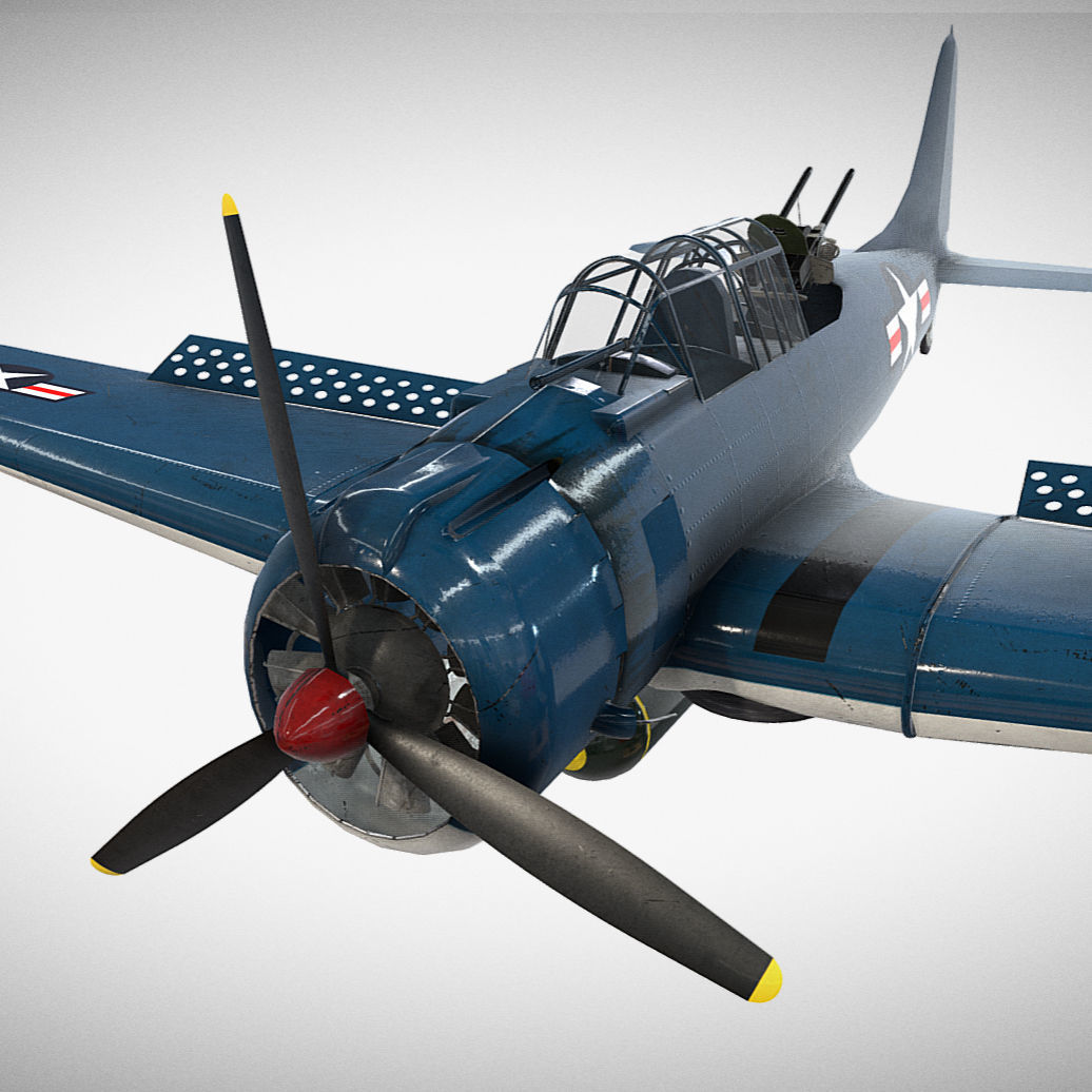 Douglas SBD Dauntless - WW2 Plane Low-poly 3D model_5