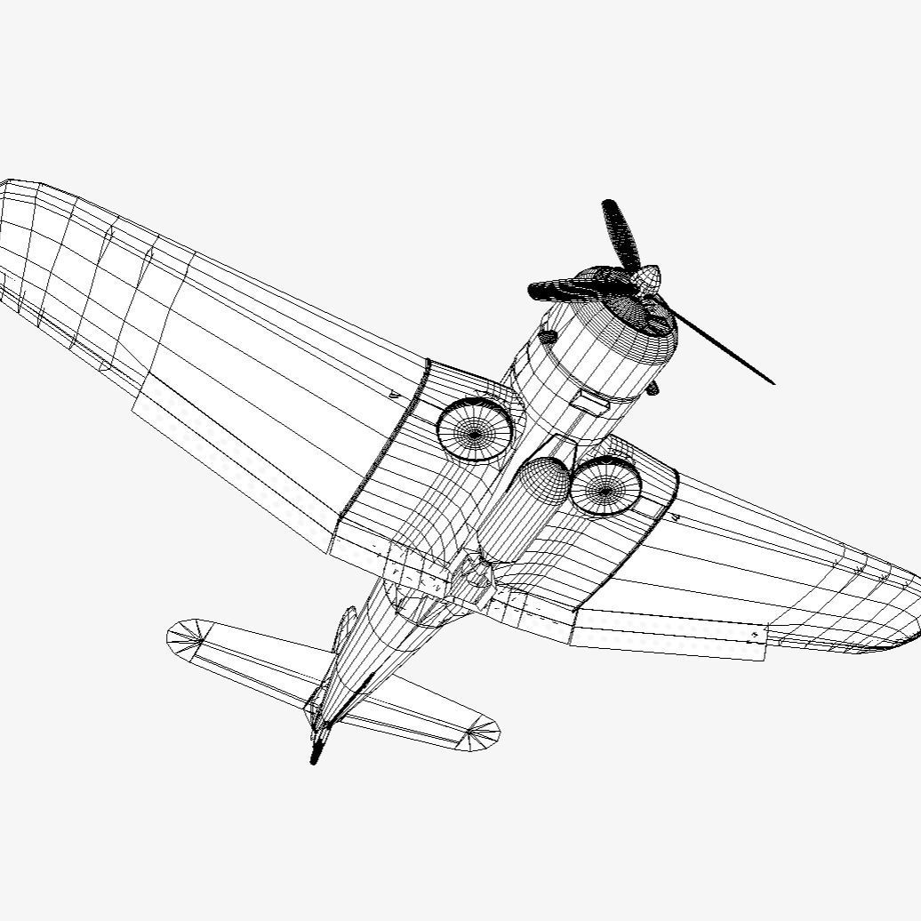 Douglas SBD Dauntless - WW2 Plane Low-poly 3D model_13