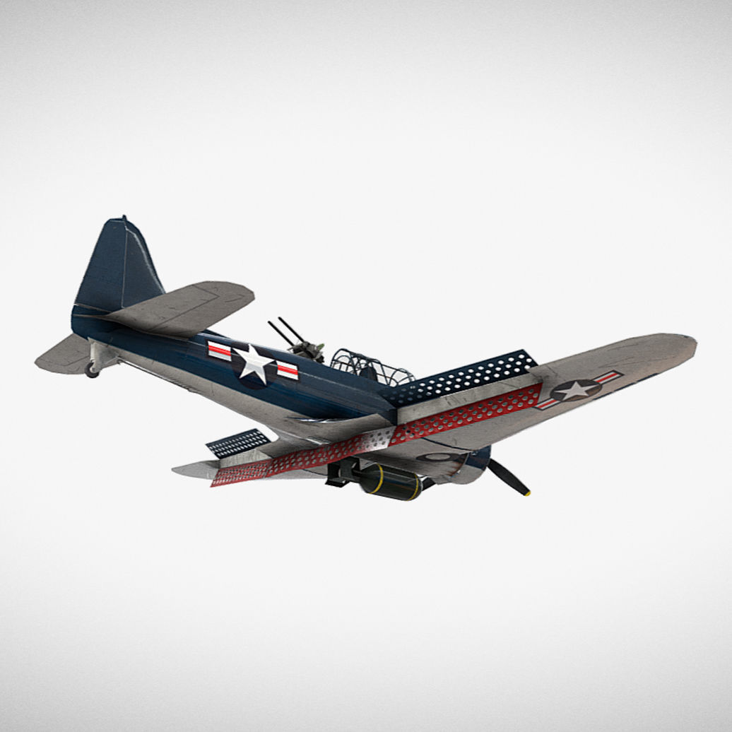 Douglas SBD Dauntless - WW2 Plane Low-poly 3D model_10