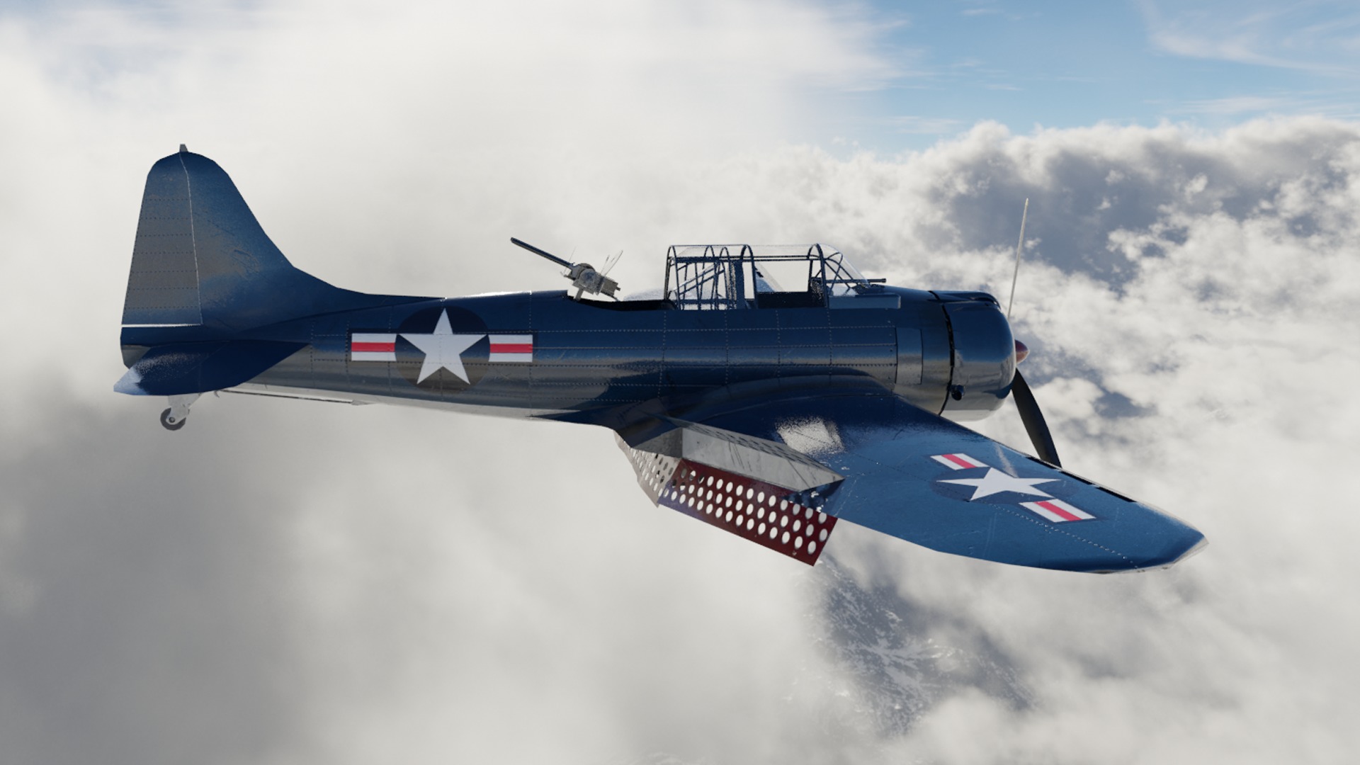 Douglas SBD Dauntless - WW2 Plane Low-poly 3D model_2
