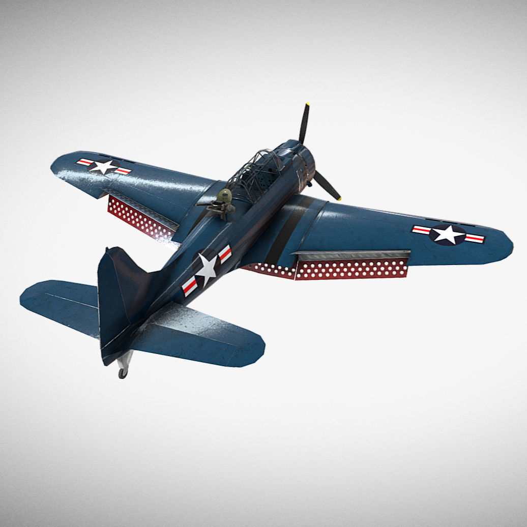 Douglas SBD Dauntless - WW2 Plane Low-poly 3D model_8