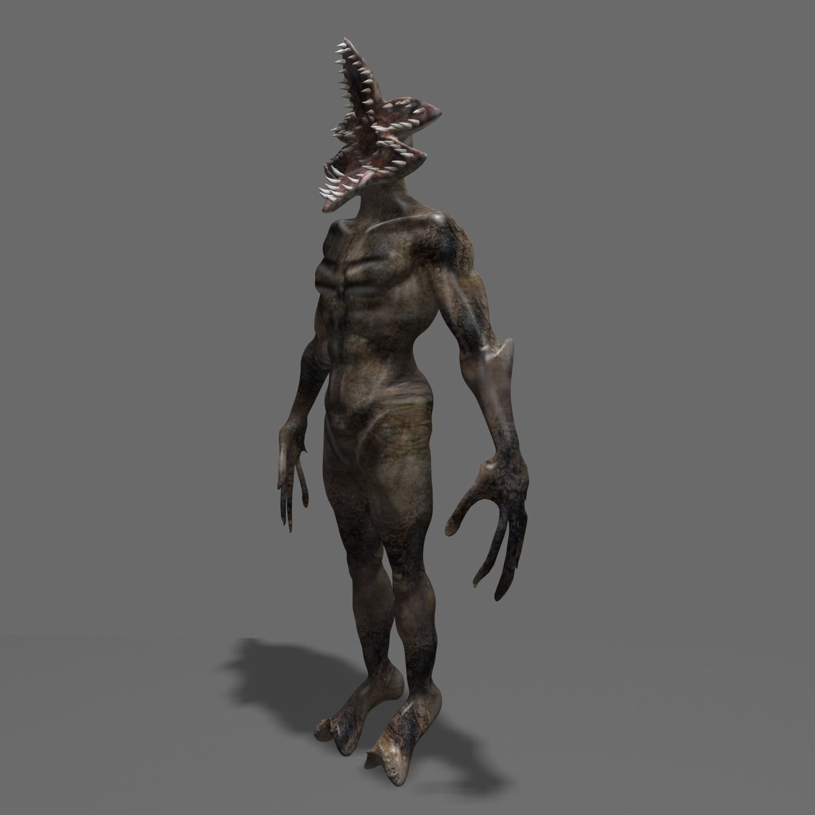 Demogorgon alien creature with horns and claws Low-poly 3D model_8
