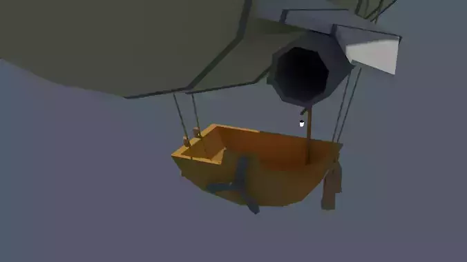 Low Poly Zeppelin airship Low-poly 3D model