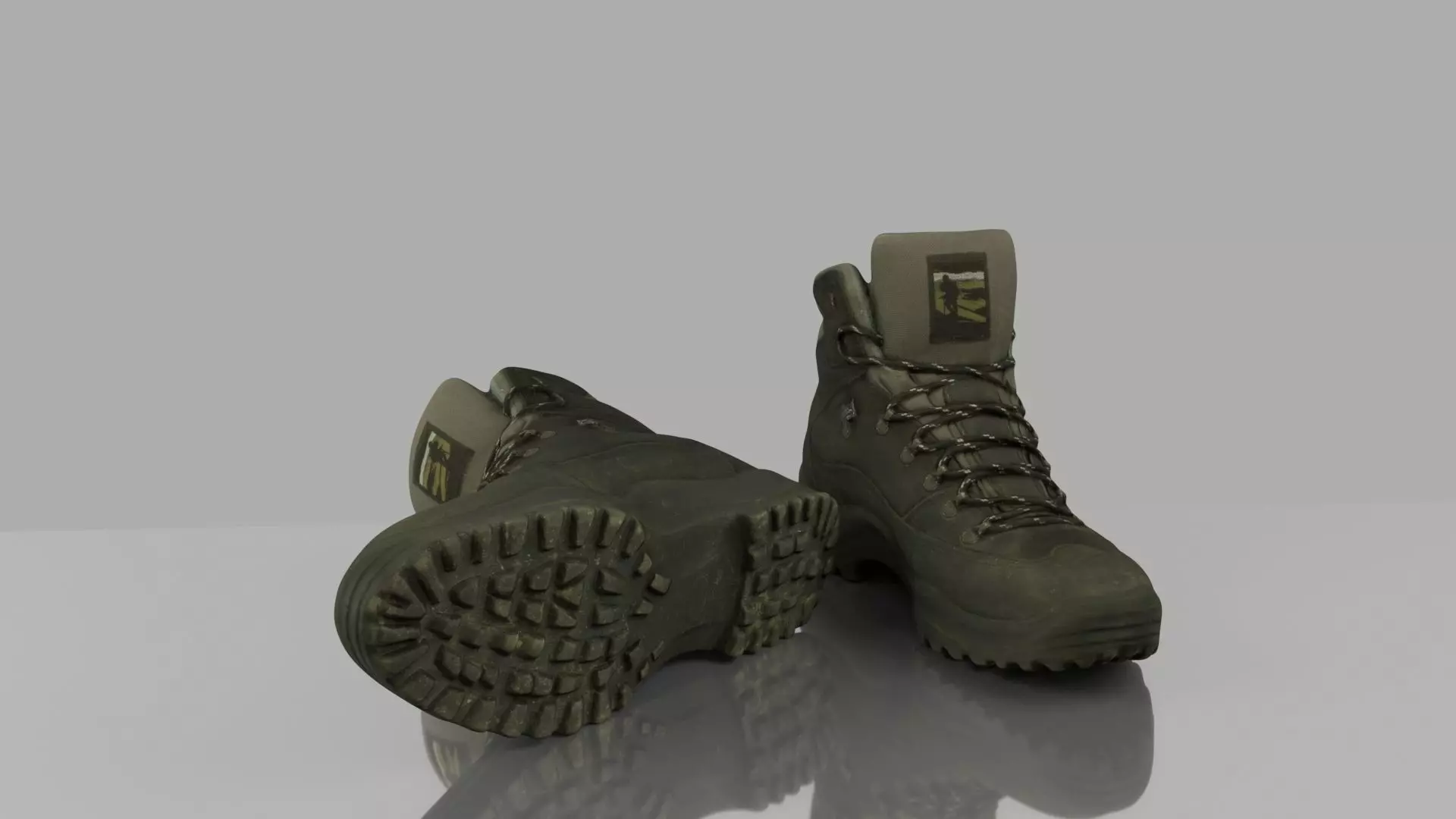 Boots pair of hiking Low-poly 3D model_0