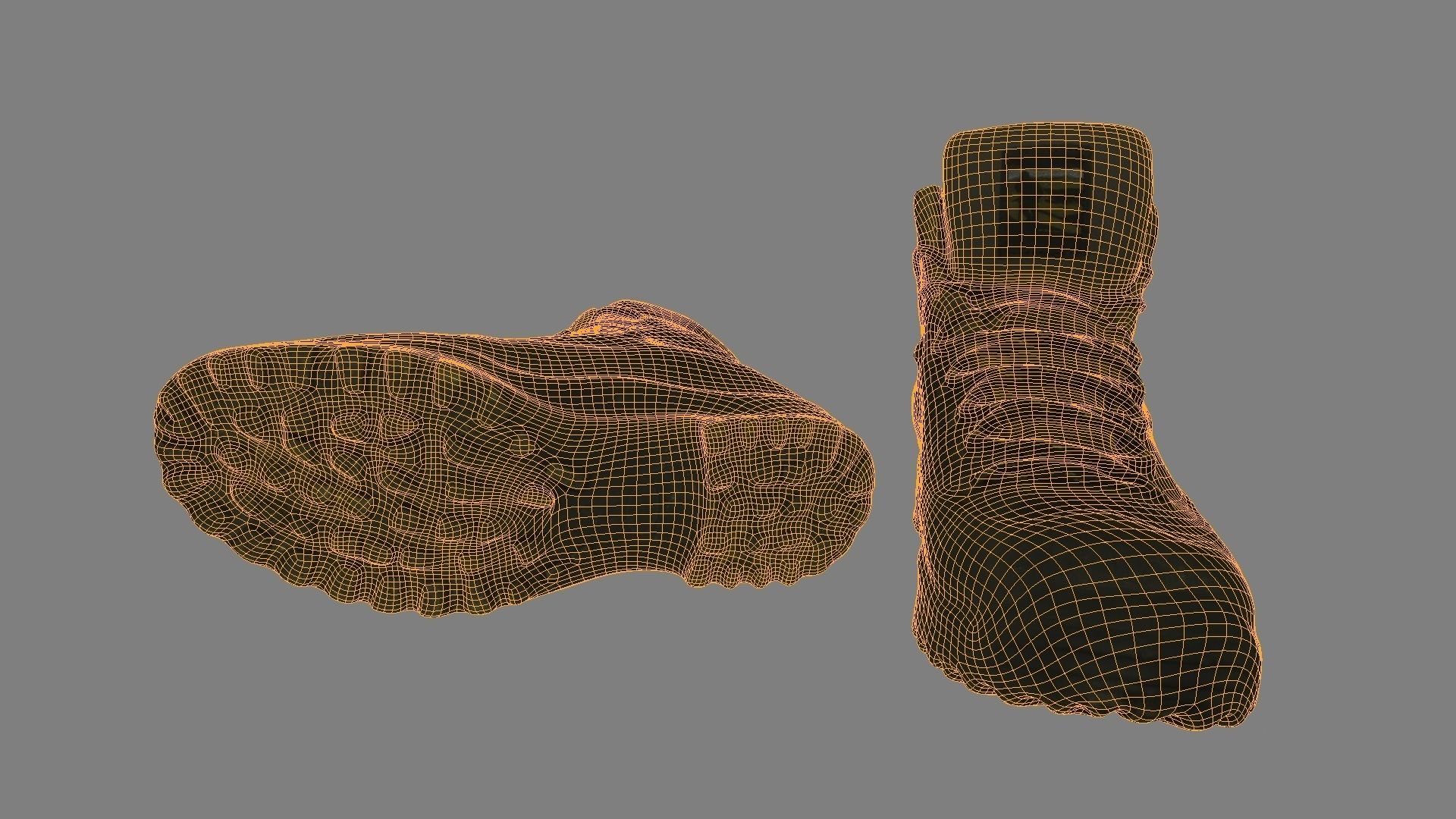 Boots pair of hiking Low-poly 3D model_4