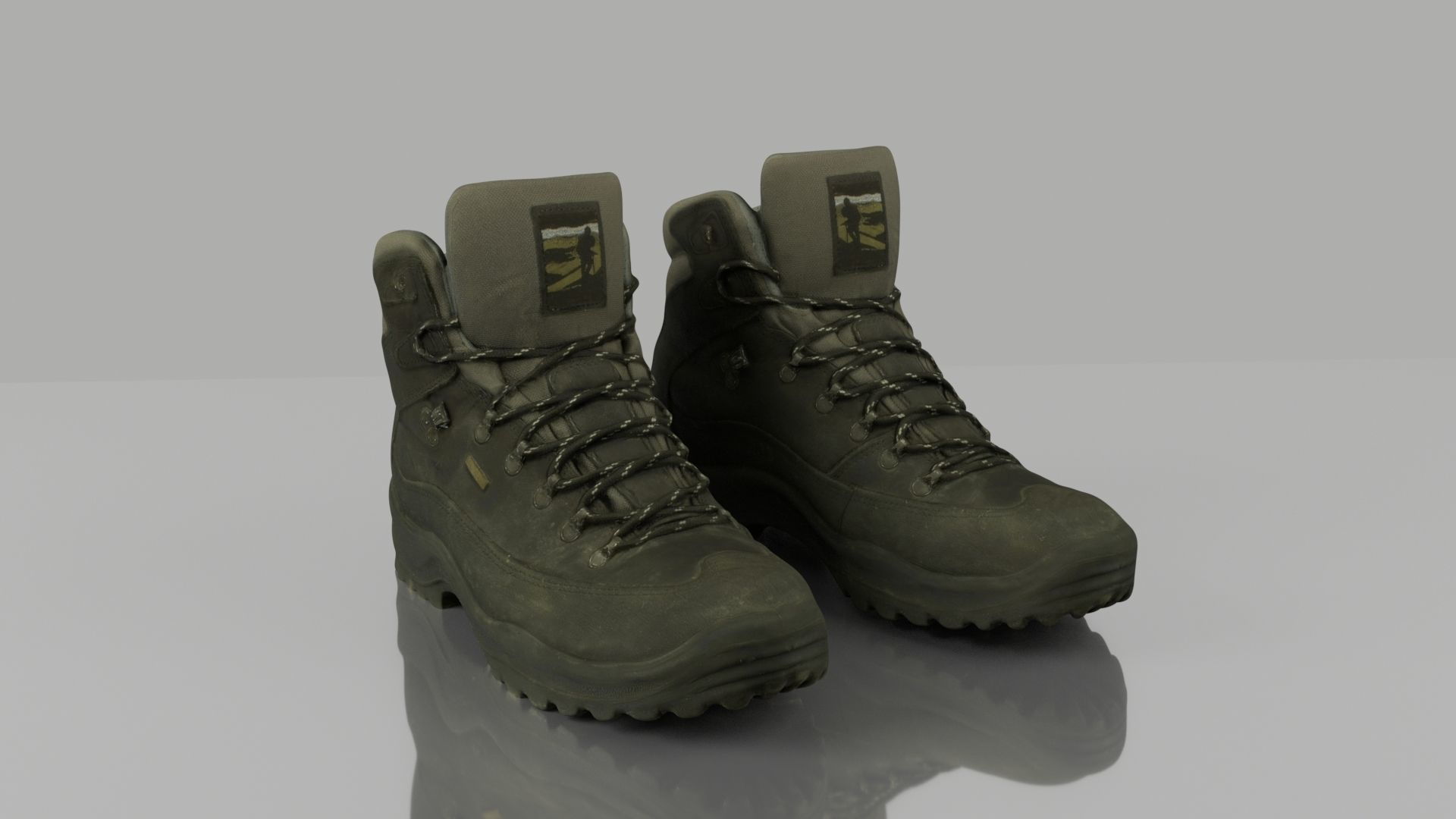 Boots pair of hiking Low-poly 3D model_1
