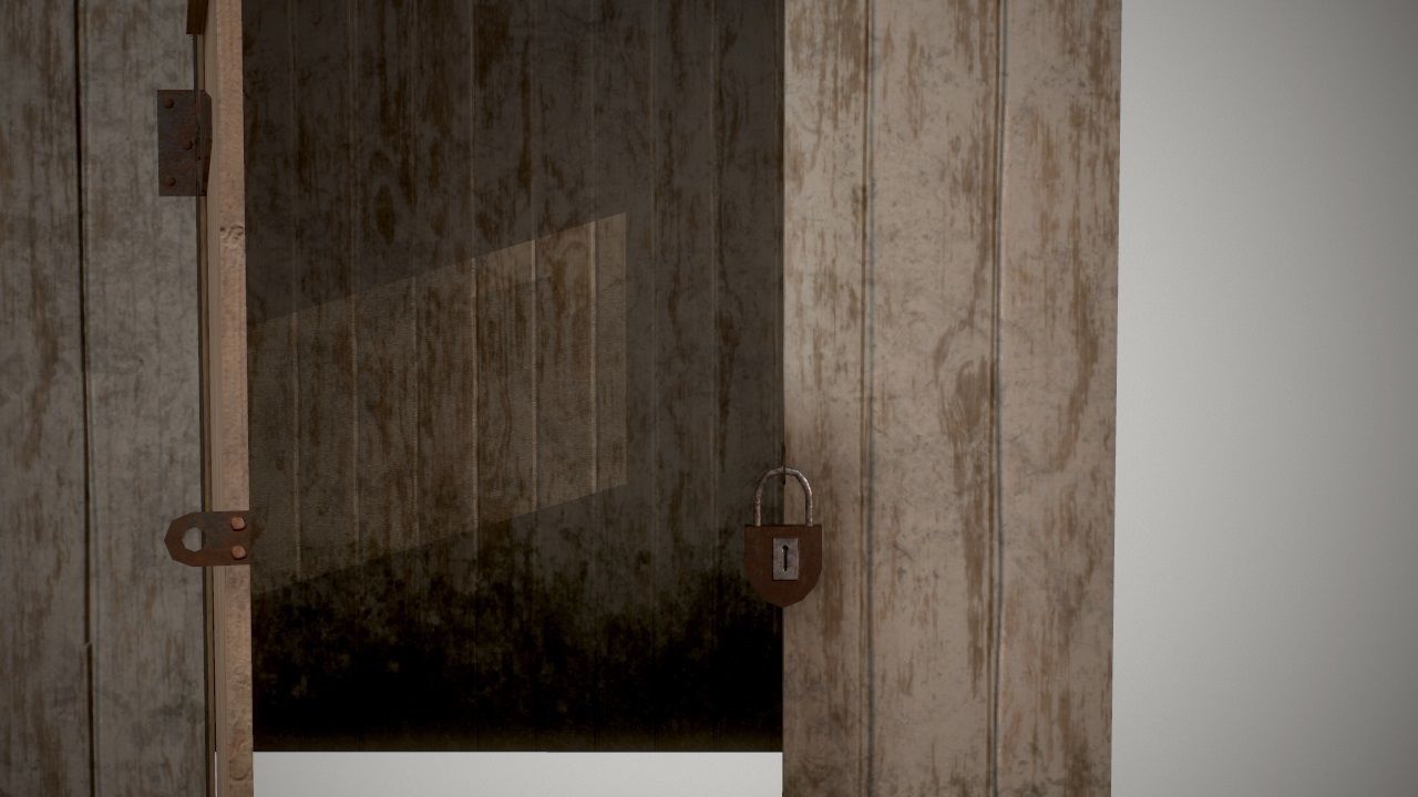 Low Poly Small Wooden Cabin Shed PBR Low-poly 3D model_8