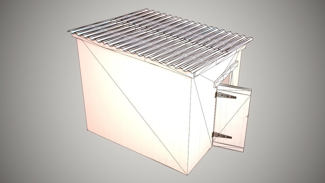 Low Poly Small Wooden Cabin Shed PBR Low-poly 3D model_15