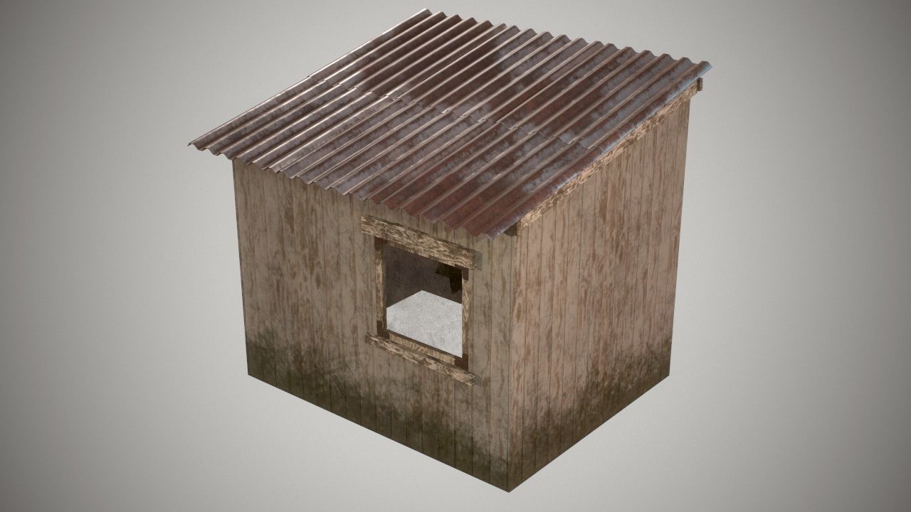 Low Poly Small Wooden Cabin Shed PBR Low-poly 3D model_6