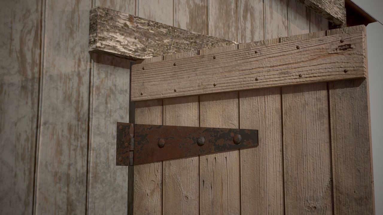 Low Poly Small Wooden Cabin Shed PBR Low-poly 3D model_11