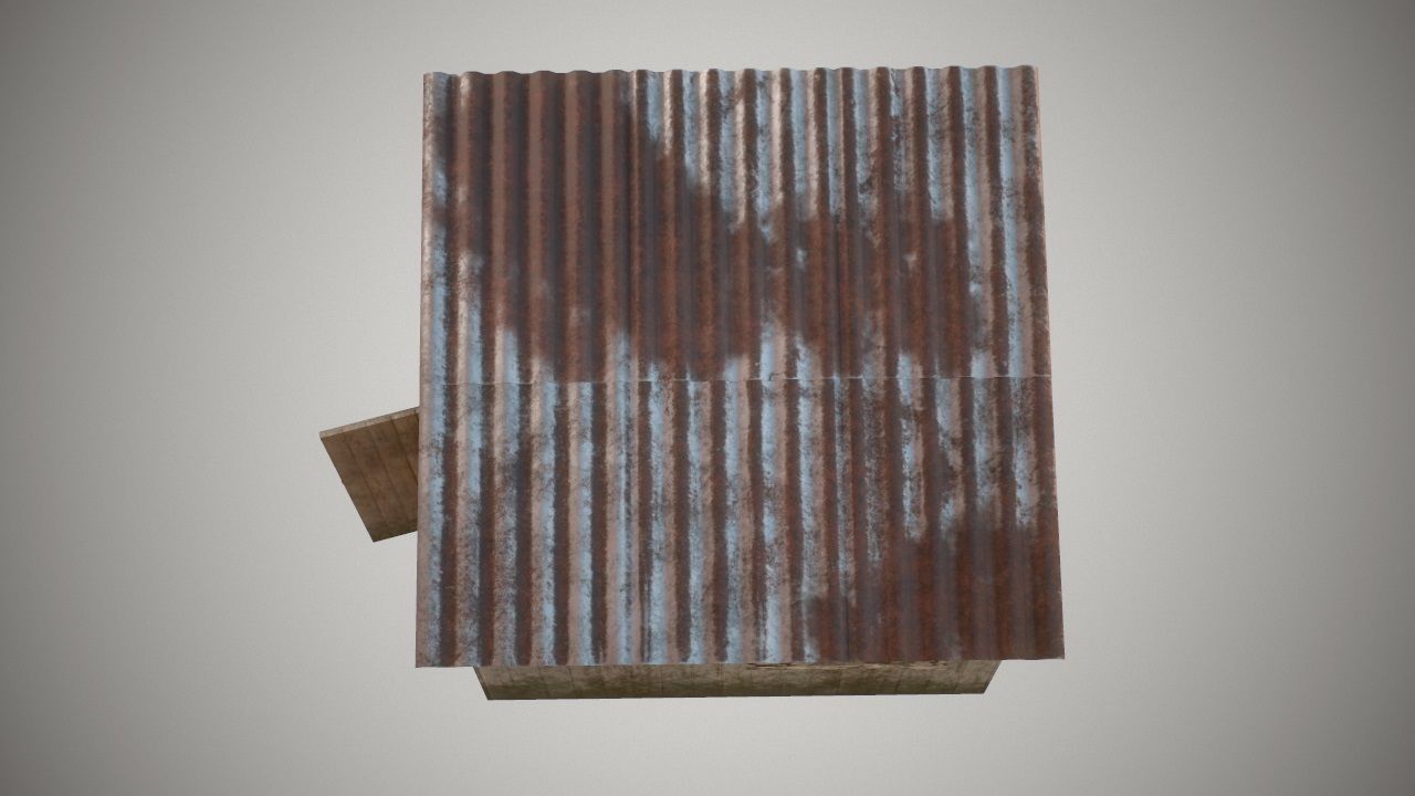 Low Poly Small Wooden Cabin Shed PBR Low-poly 3D model_4