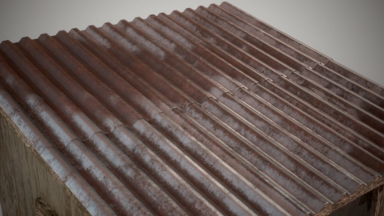 Low Poly Small Wooden Cabin Shed PBR Low-poly 3D model_14