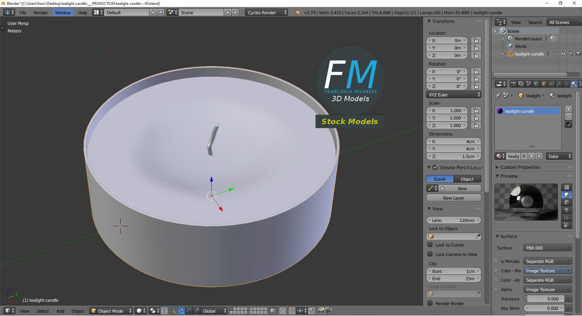 Tealight candle 3D model_9