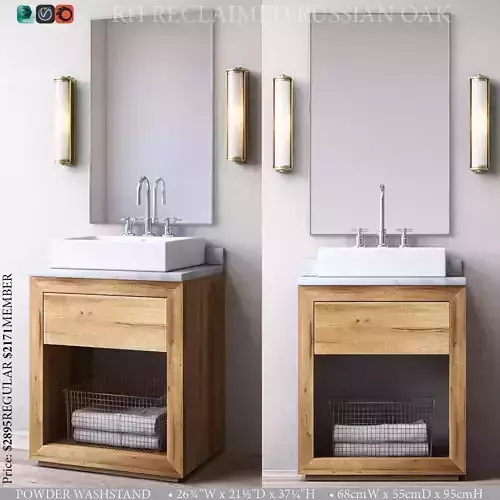 RH RECLAIMED RUSSIAN OAK POWDER WASHSTAND