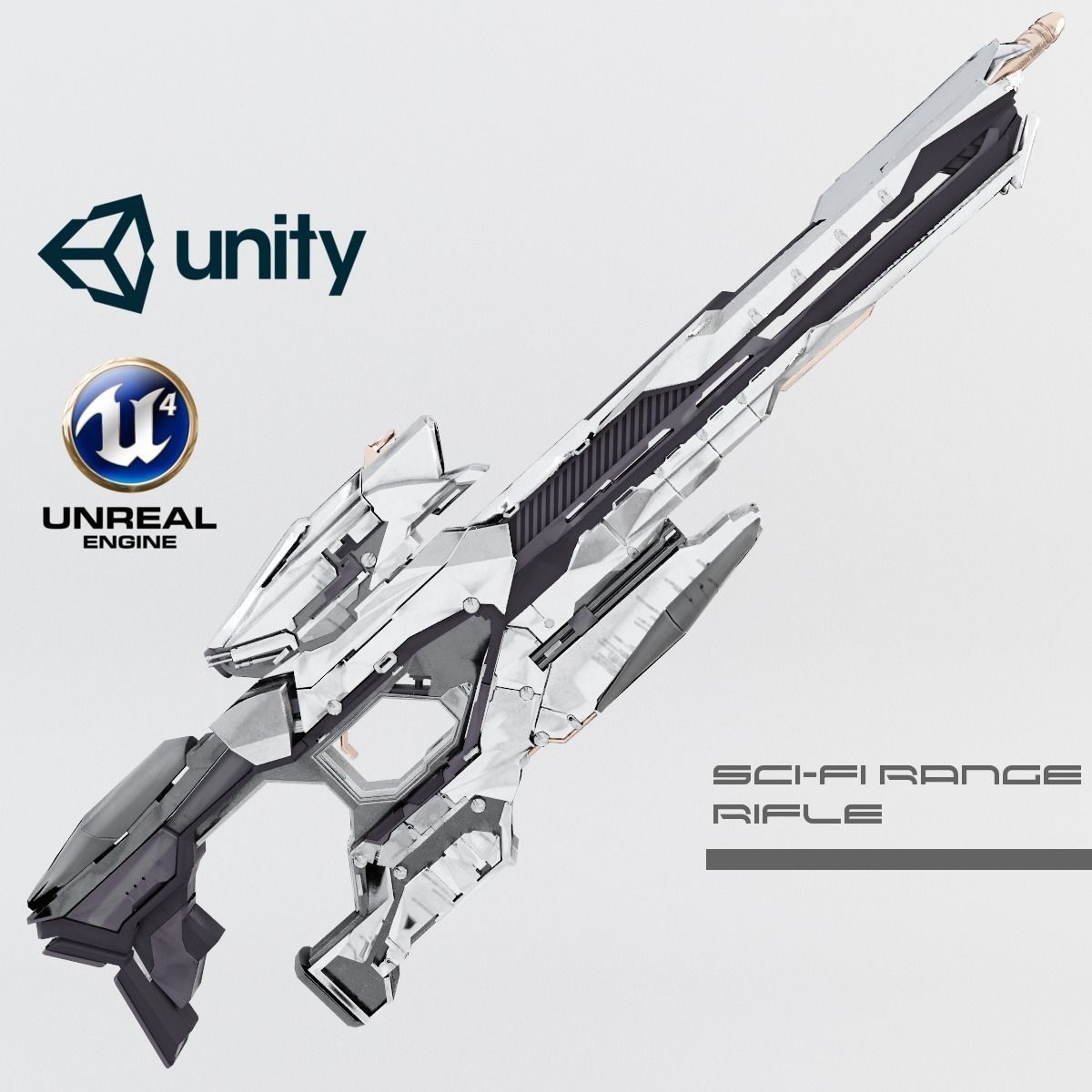 Sci-fi Range Rifle Low-poly 3D model_0