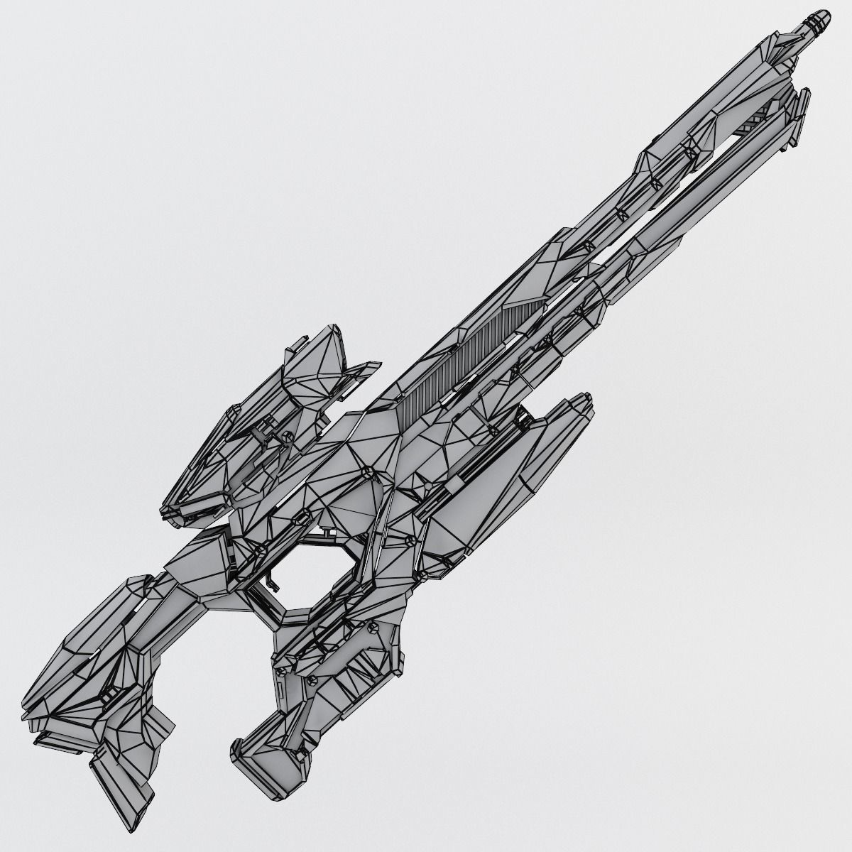 Sci-fi Range Rifle Low-poly 3D model_27