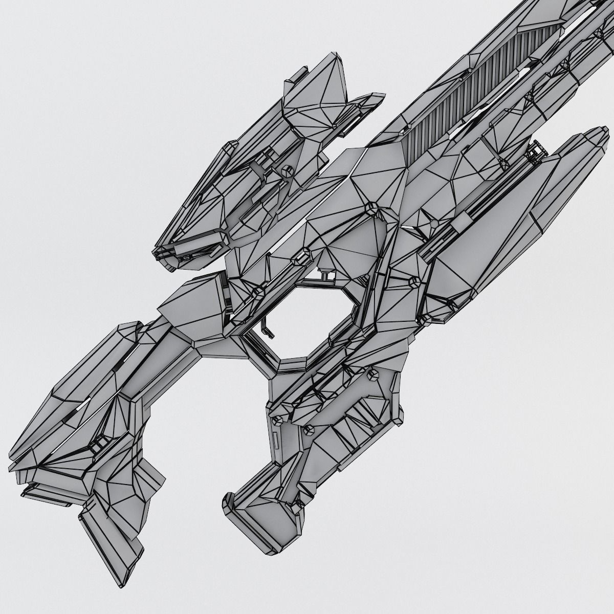 Sci-fi Range Rifle Low-poly 3D model_29