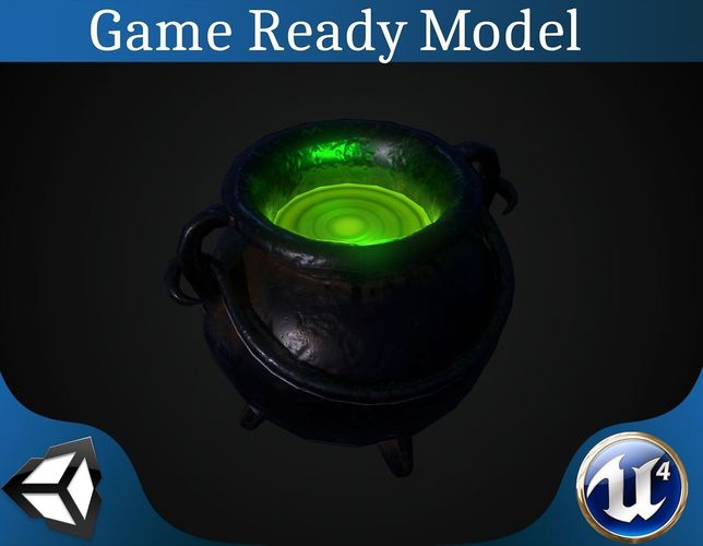 Pot with magic potion Low-poly 3D model
