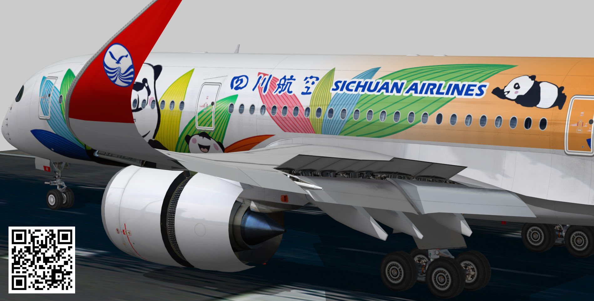 Airbus A350-900 XWB Sichuan Airlines livery Low-poly 3D model_8