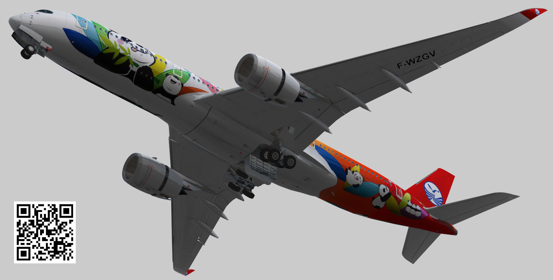 Airbus A350-900 XWB Sichuan Airlines livery Low-poly 3D model_3