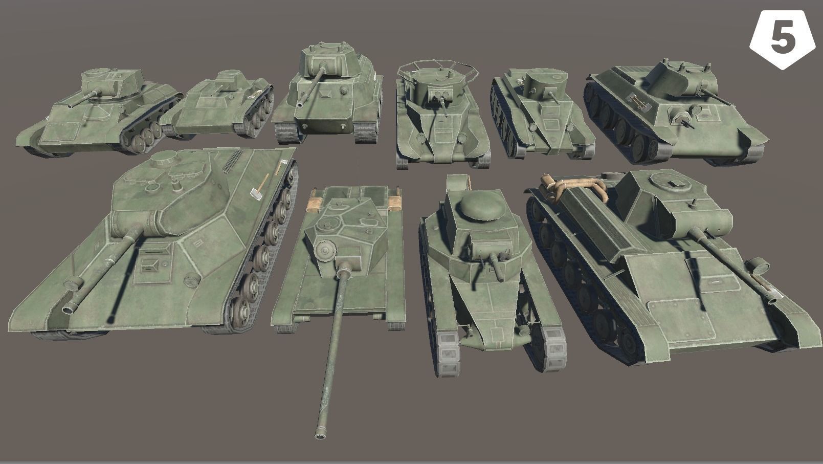 USSR Toon Light Tanks Pack Low-poly 3D model_37
