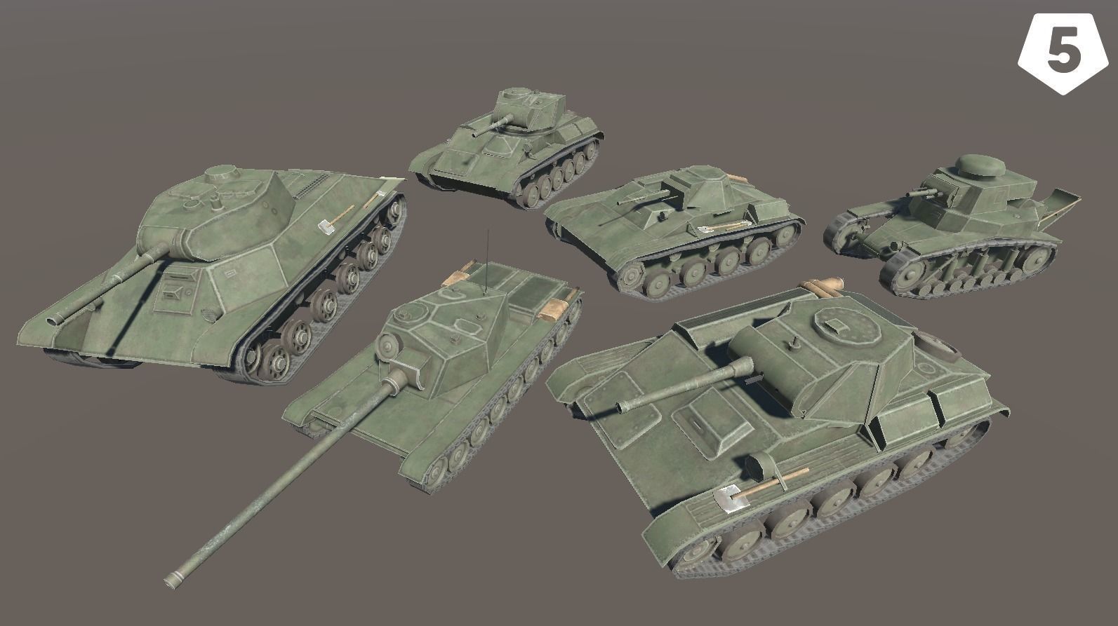 USSR Toon Light Tanks Pack Low-poly 3D model_33