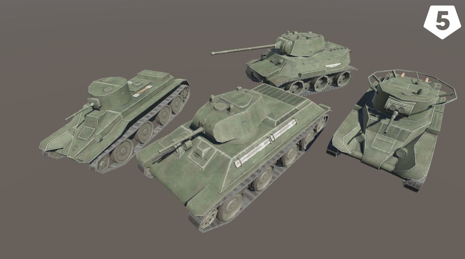 USSR Toon Light Tanks Pack Low-poly 3D model_35