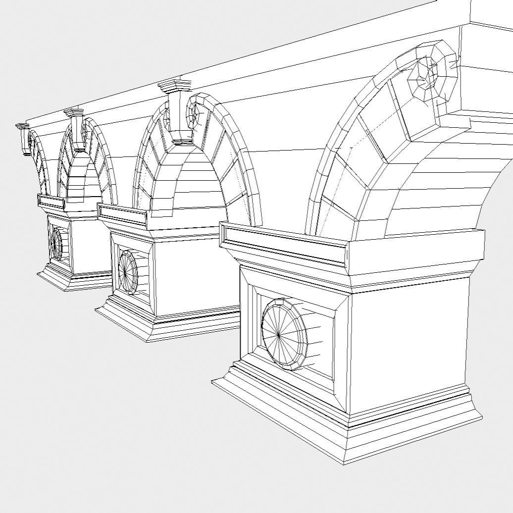 Modular Stone Bridge Low-poly 3D model_5