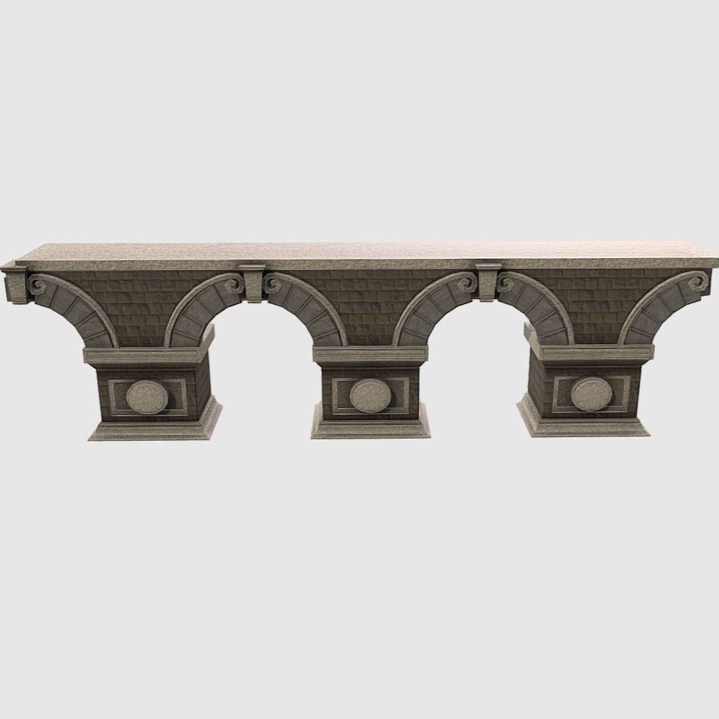 Modular Stone Bridge Low-poly 3D model_3