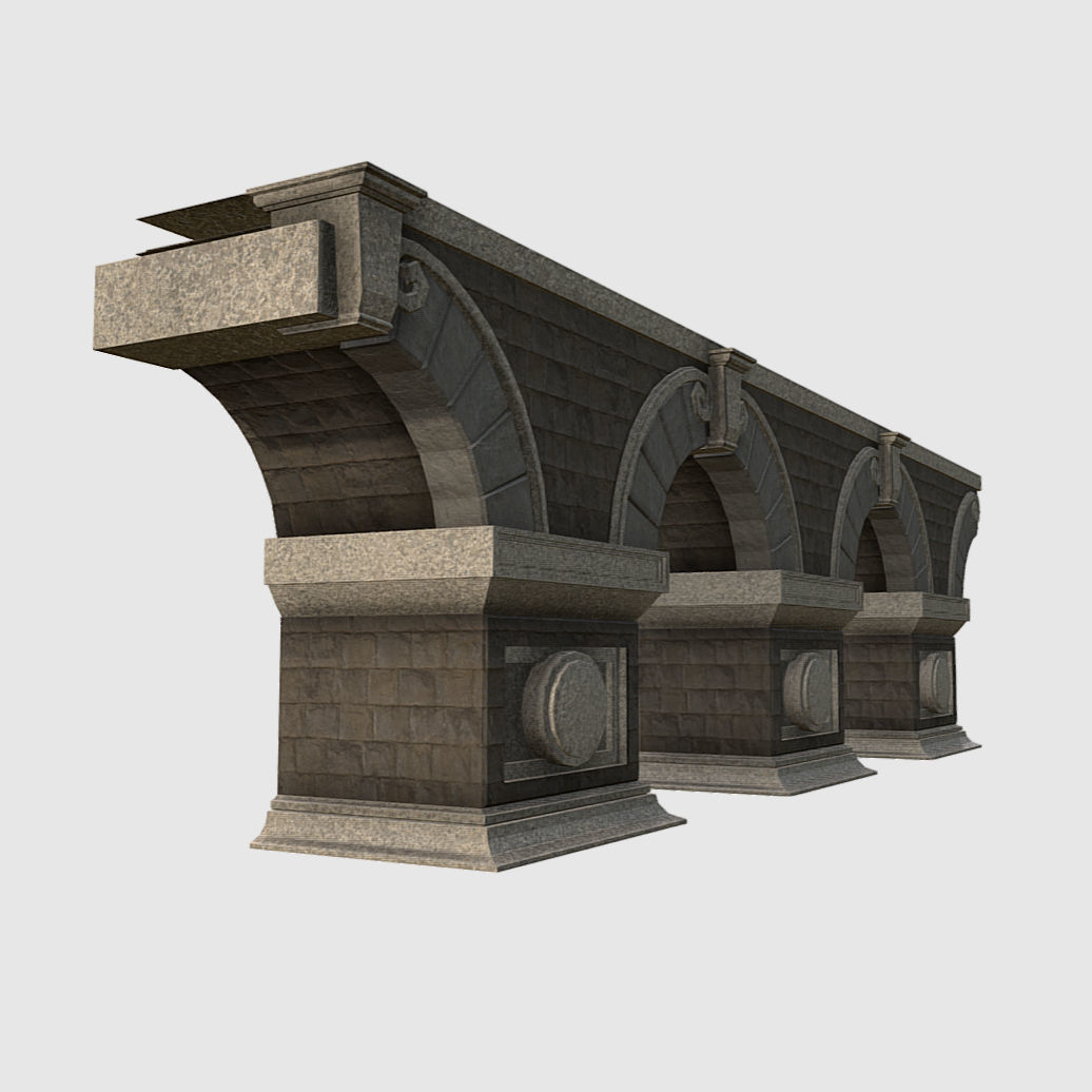 Modular Stone Bridge Low-poly 3D model_1