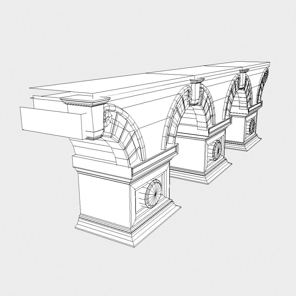 Modular Stone Bridge Low-poly 3D model_4