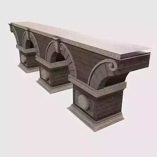 Modular Stone Bridge Low-poly 3D model