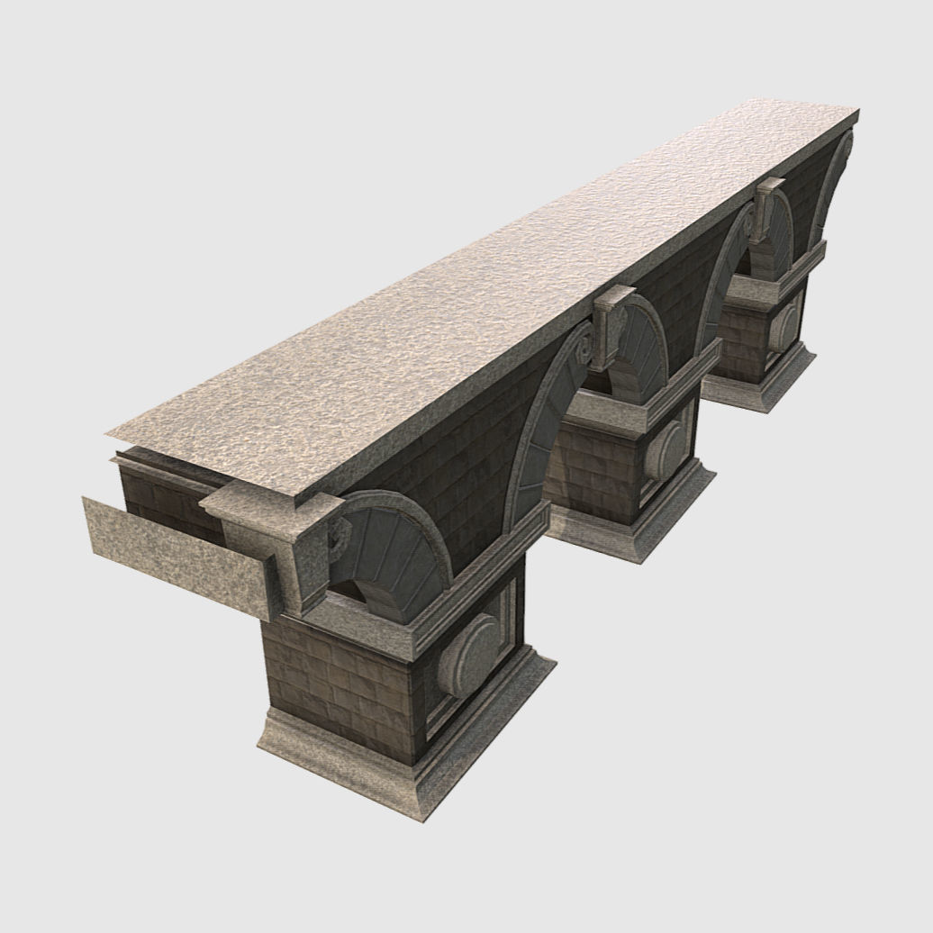 Modular Stone Bridge Low-poly 3D model_2