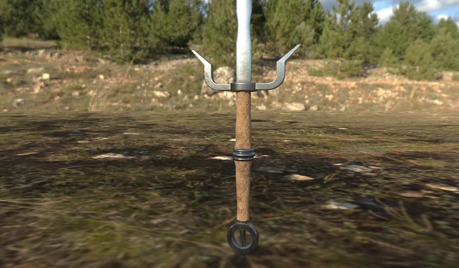Witcher Style Sword Low-poly 3D model_0