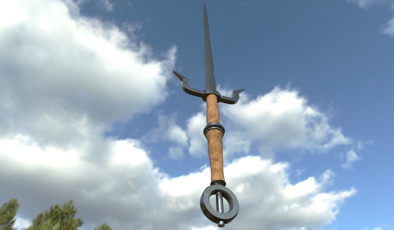 Witcher Style Sword Low-poly 3D model_1