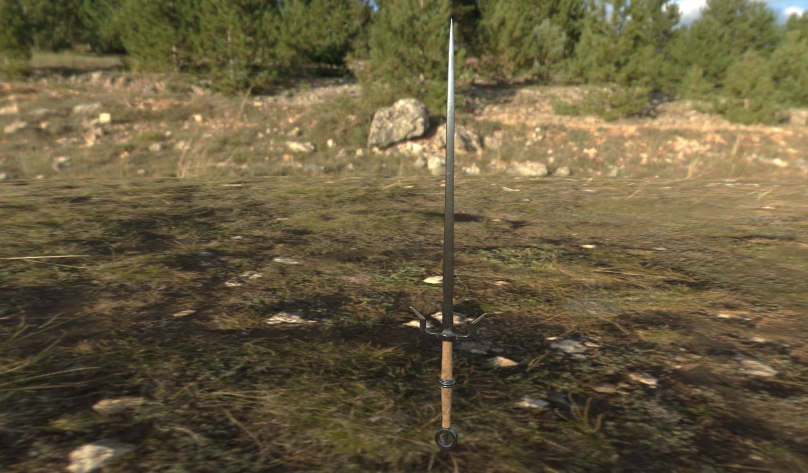 Witcher Style Sword Low-poly 3D model_2