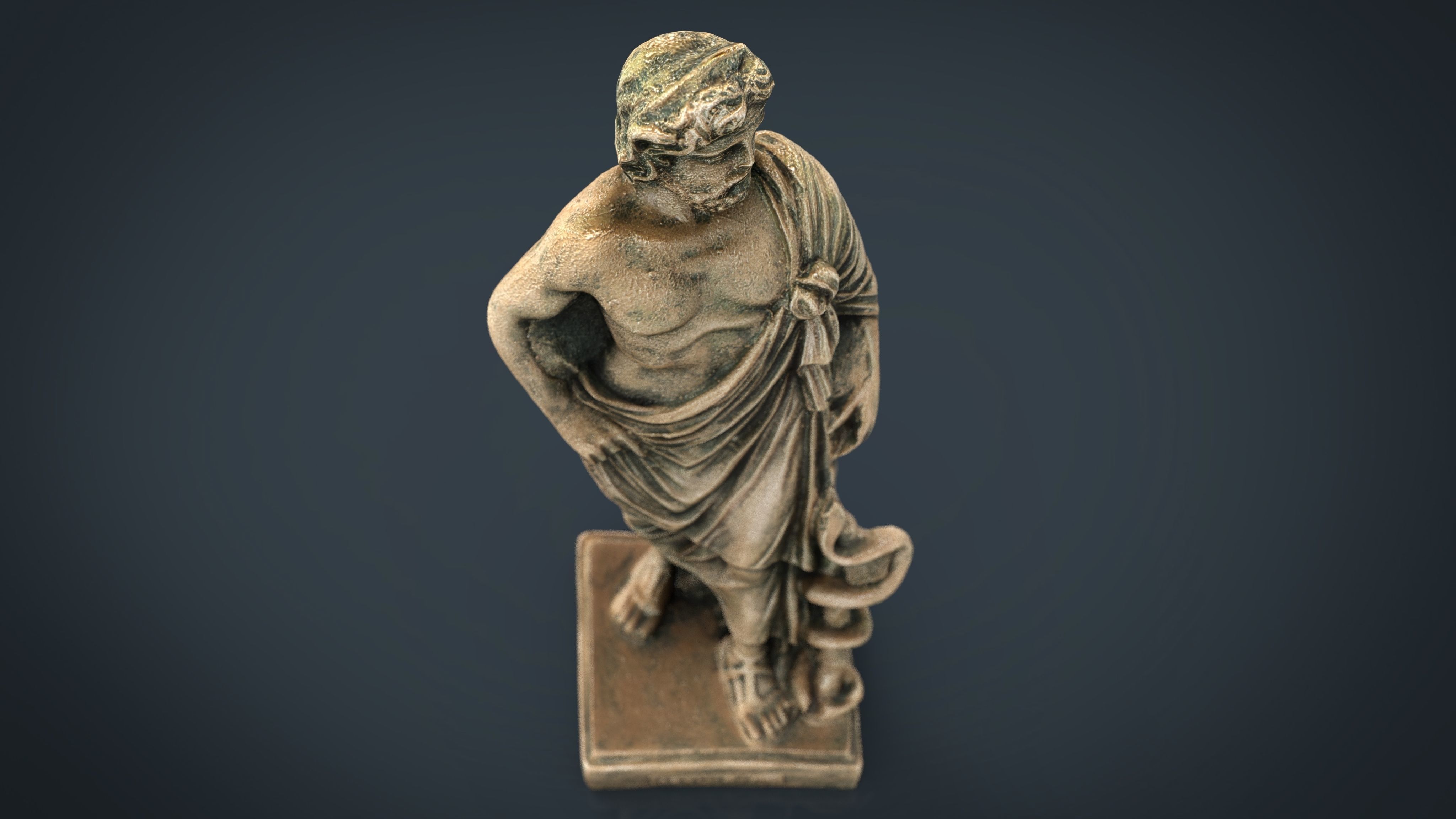 Asclepius statue of person Low-poly 3D model_14
