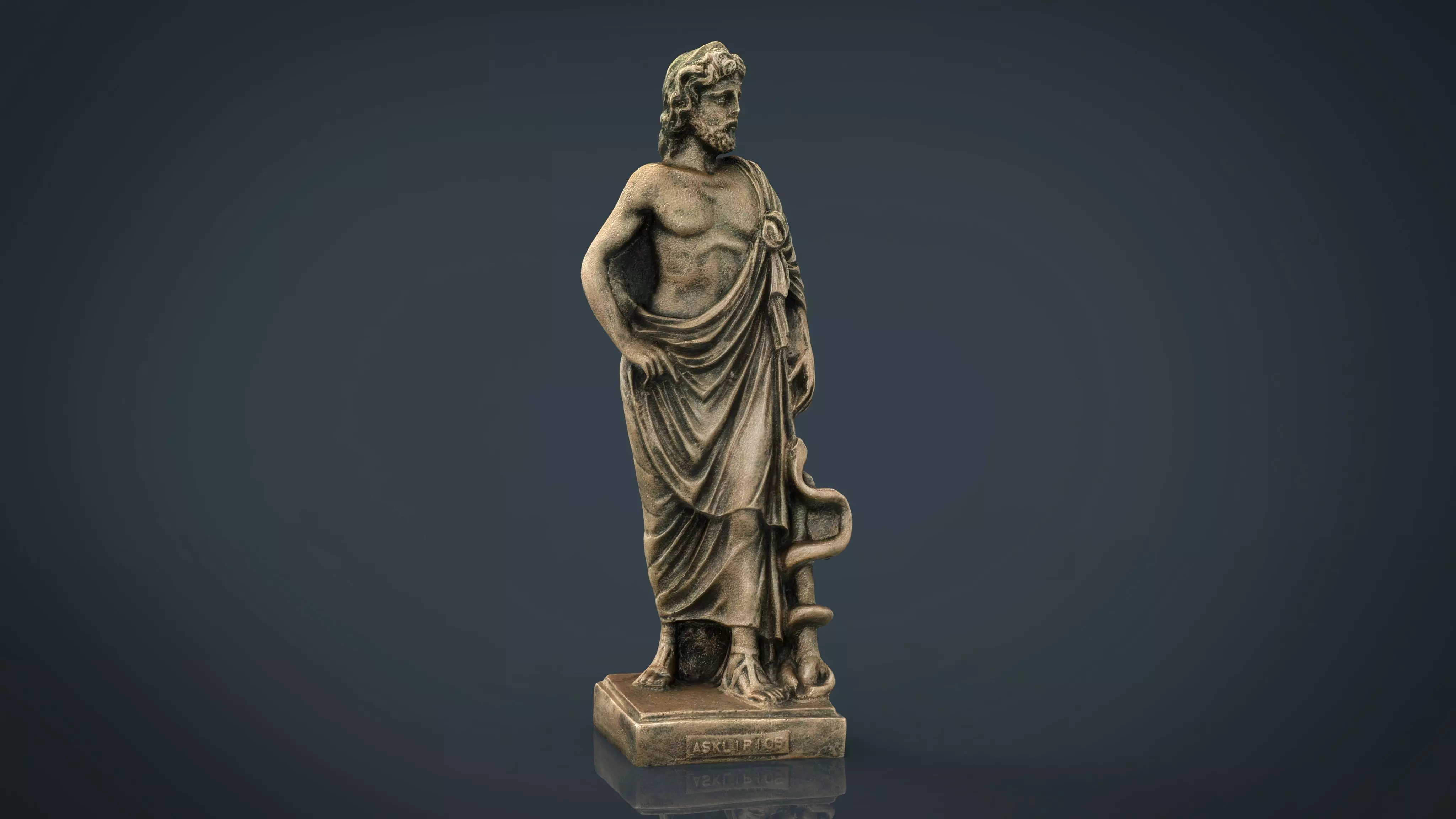 Asclepius statue of person Low-poly 3D model_0
