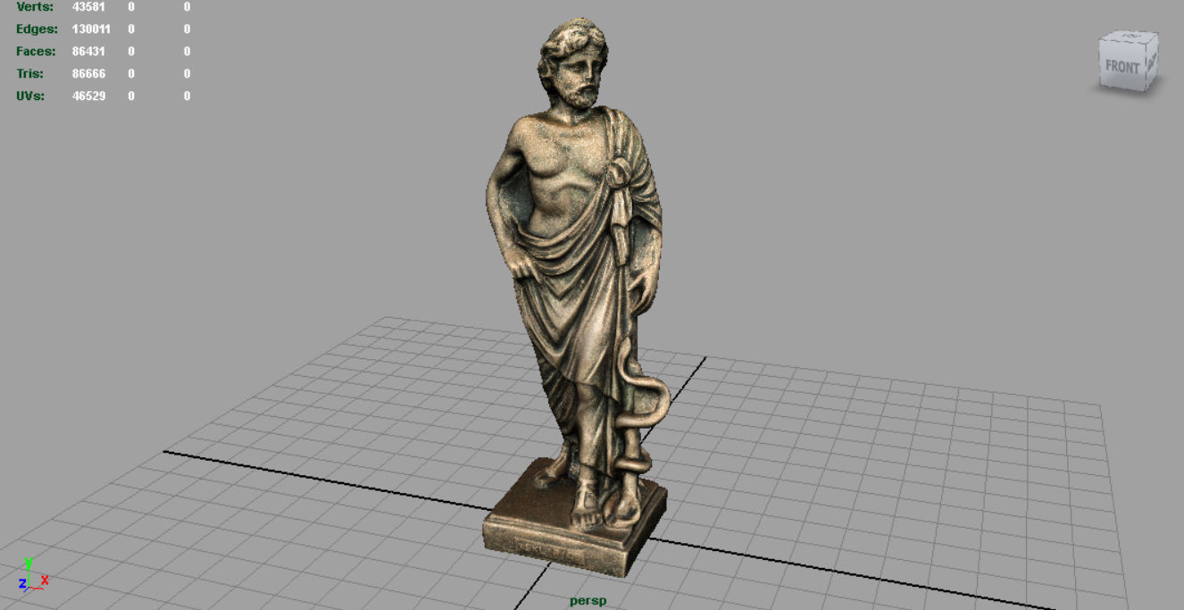 Asclepius statue of person Low-poly 3D model_3