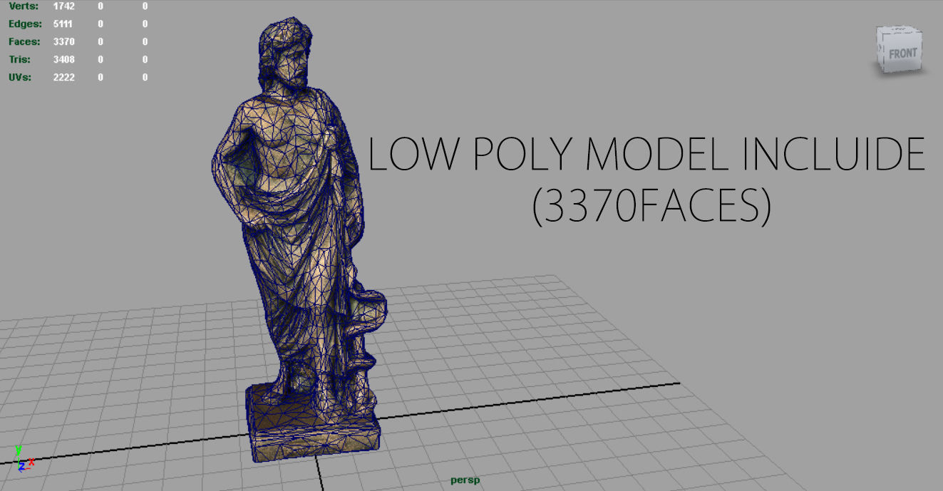 Asclepius statue of person Low-poly 3D model_11