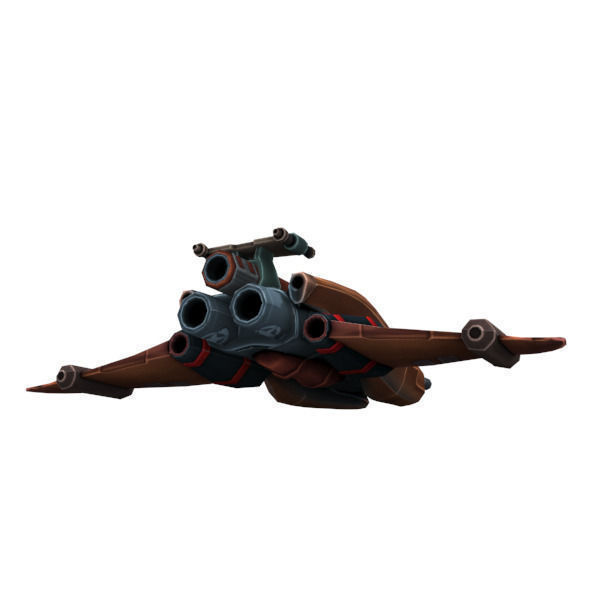 Combat spaceships Low-poly 3D model_2